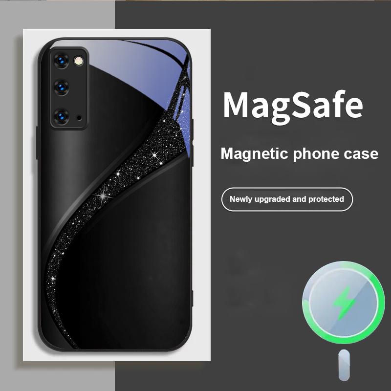 Brilliant golden galaxy For Magsafe Samsung S25 S25 Edge S25Ultra S8 9 10 20 S21 Pro 22 Plus S23 FE S24 Ultra Glass Phone Case