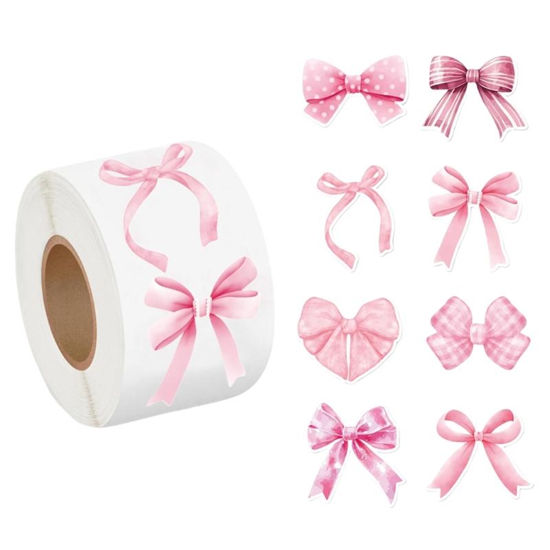 

500 Pcs Aesthetic Sticker Decorative Sticker Pink Bows Seal Sticker Gift Box Blessing Sticker for Journal Scrapbook 1
