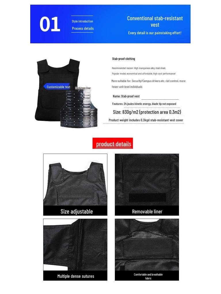 Hochwertige stichfeste taktische Weste für Sicherheitskräfte - Schnittschutz