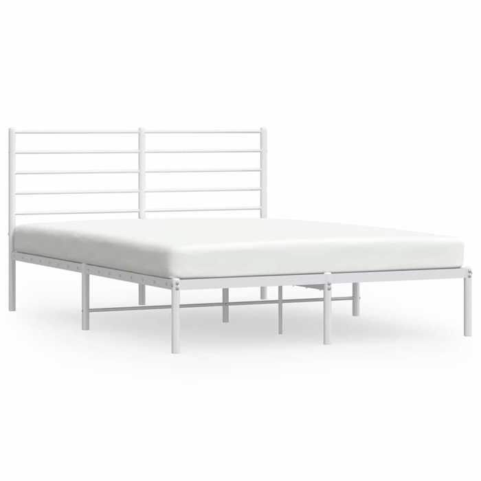 VidaXL Cadre de lit métal avec tête de lit blanc 135x190 cm 352367
