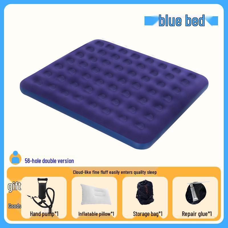 Portable Thickened Inflatable Mattress for Outdoor and Household Use, Single or Double, with Flocking Design