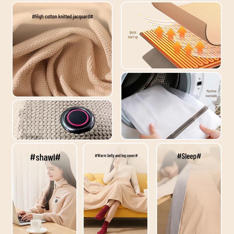 Heated Electric Cloud Shawl - USB Washable, Warm Body Blanket for Office & Outdoor Use