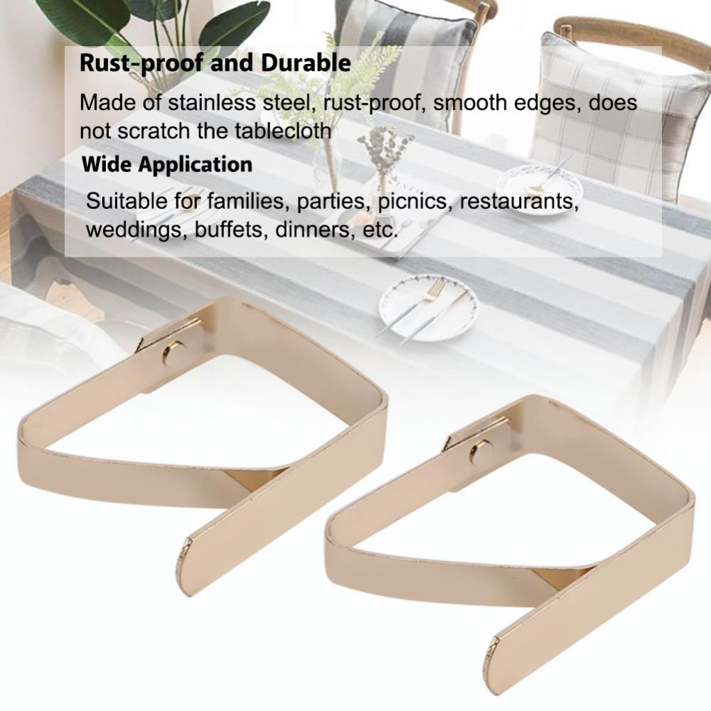 4 PCS Thickened Design Tablecloth Clips Gold Table Cover Holders Dining Camping Wedding Party