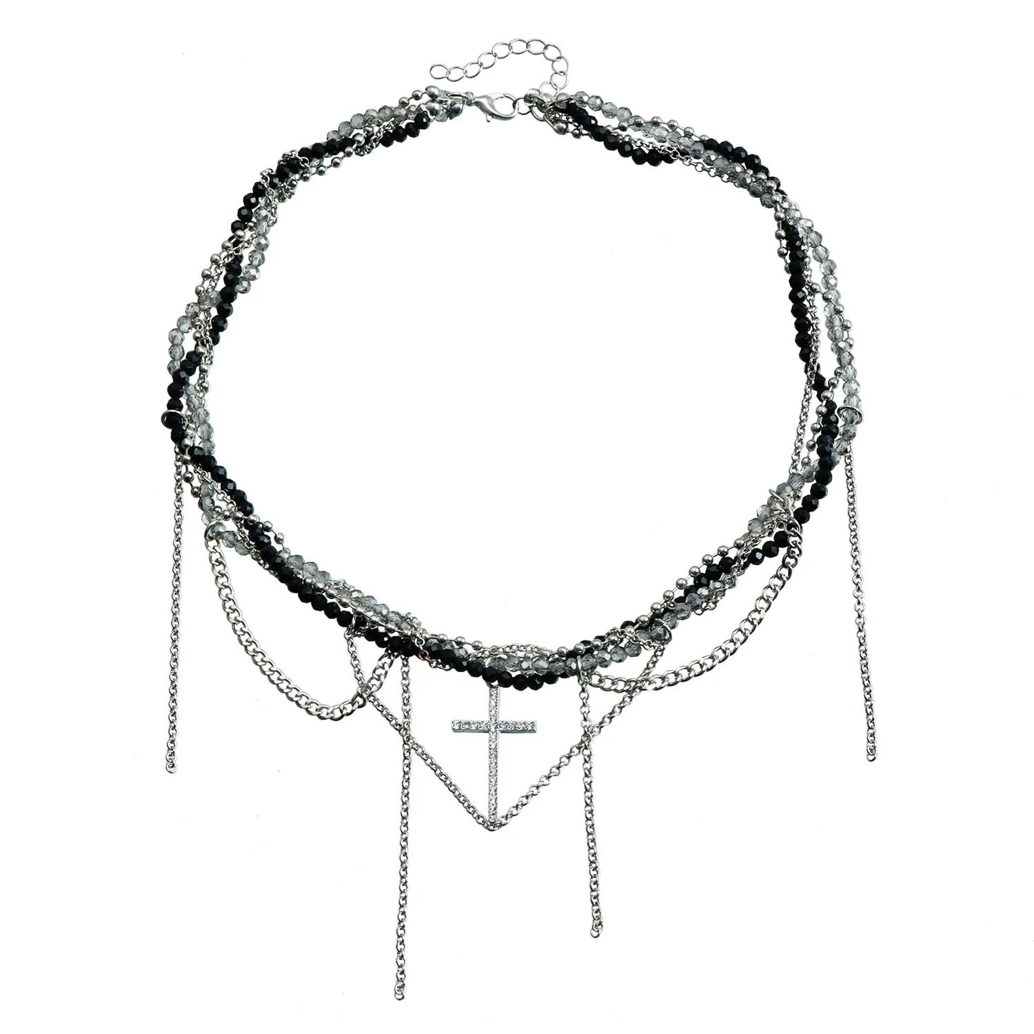 

Cross Serpentine Glass Crystal Necklace for Women Party Jewelry Accessories