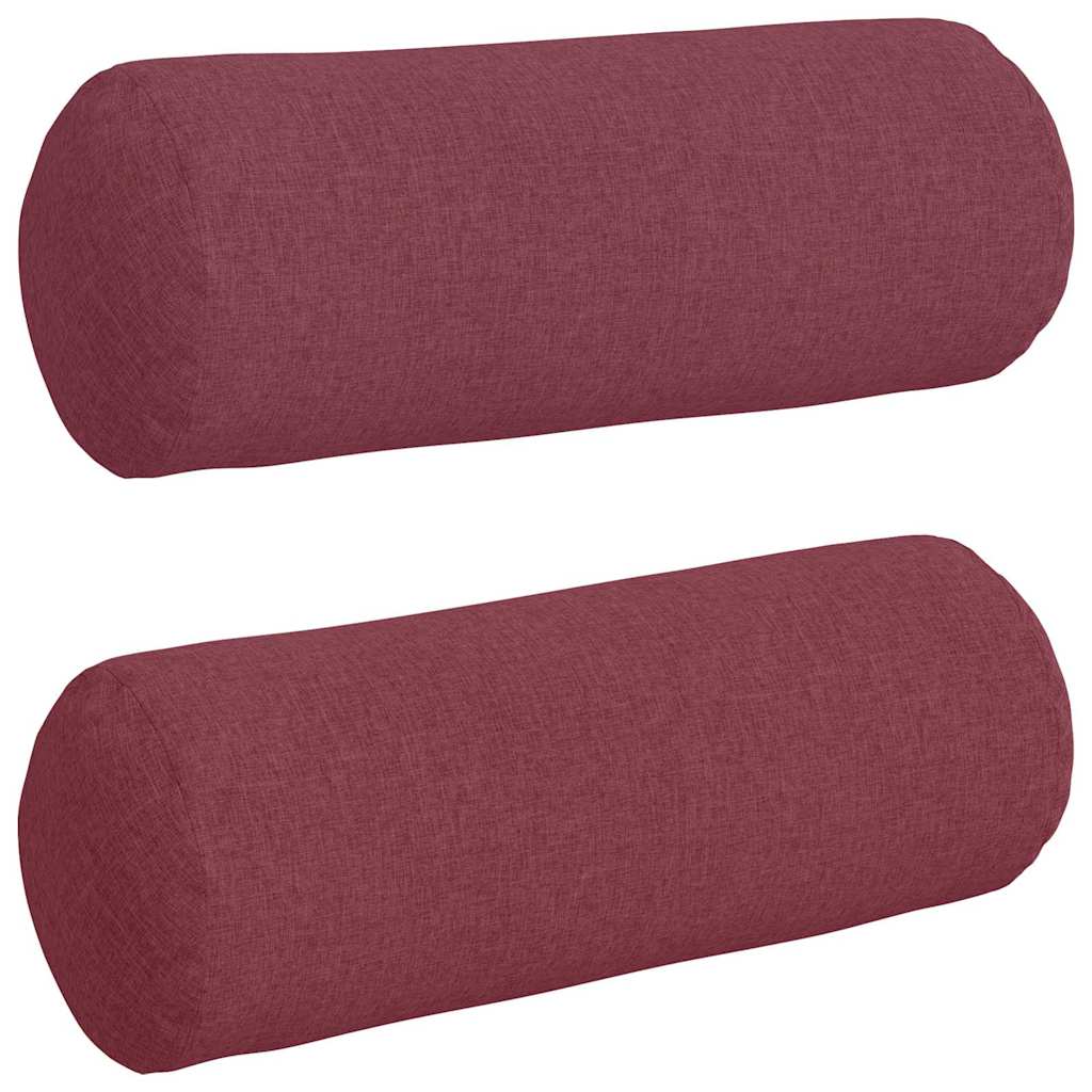 Bolster Cushions 2 Pieces Burgundy Red Ø 25 X 70 Cm Fabric