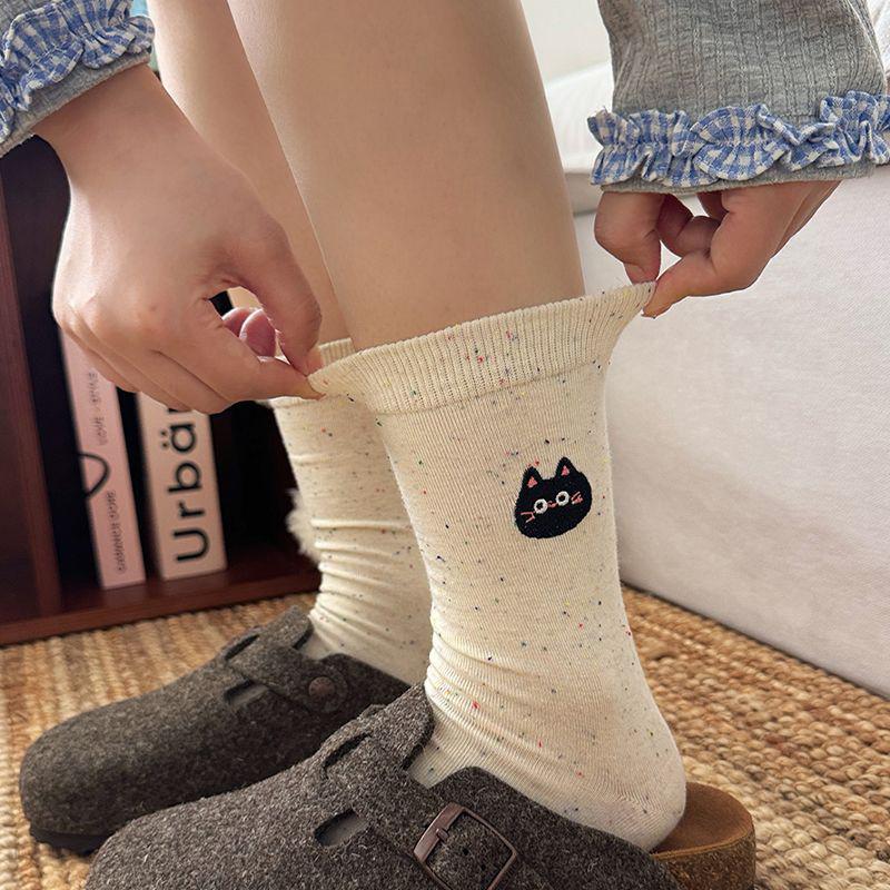 Cartoon Animal Kawaii Lovely Cat For Women Cotton Socks Japanese Style Comfortable Female Casual Mid Tube Sock