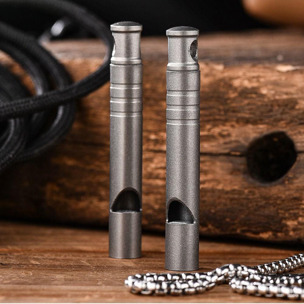 With Cord Camping Whistle Ultralight Titanium Whistle Sandblasting Emergency Whistle  Exploring