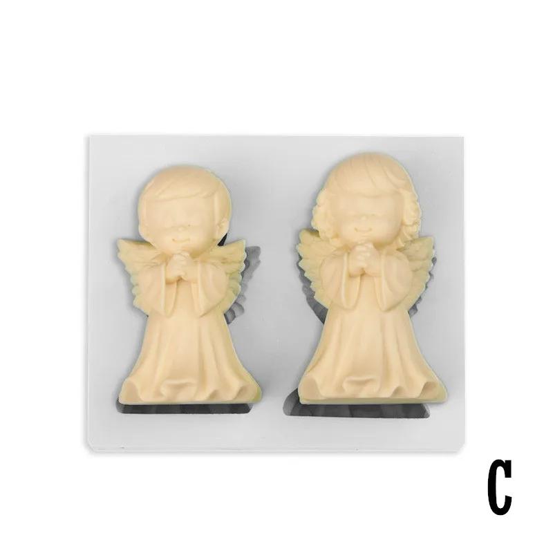 Angel Hand Soap Silicone Mold Roses Bless Flower Fairy Baby Girl Boy Chocolate Cake Mold 3D Soap Making Supplies