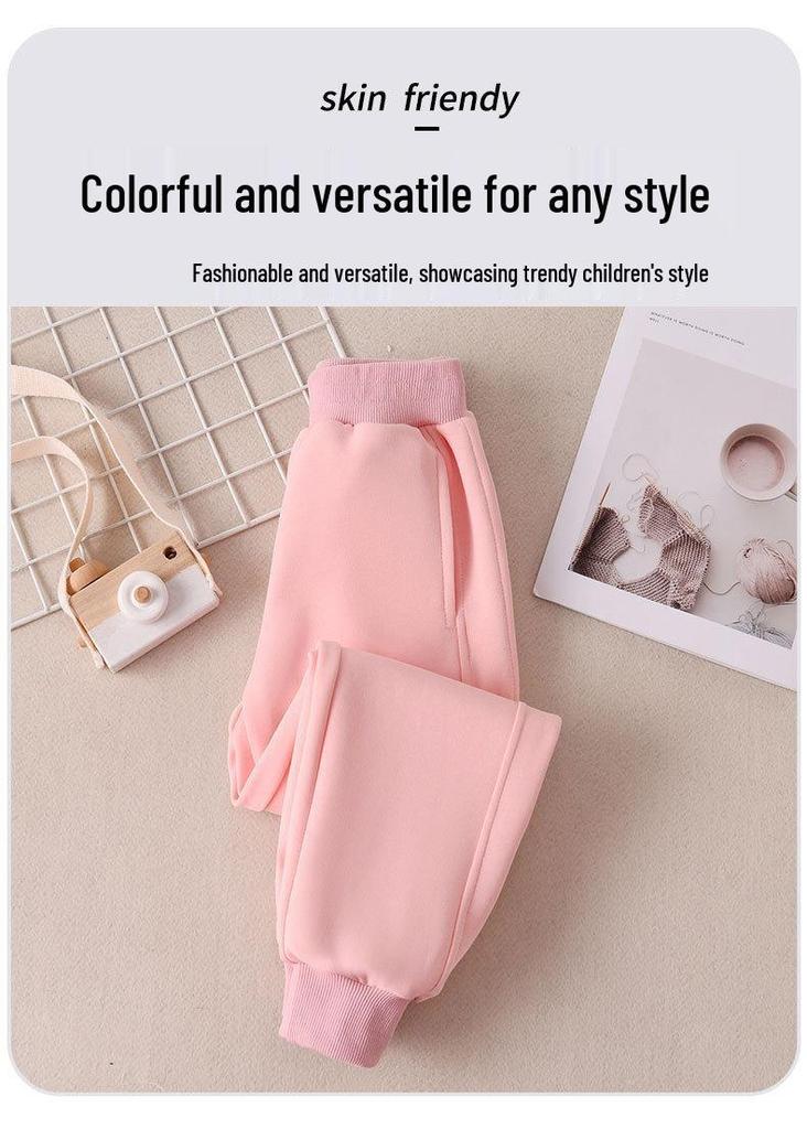 2026 New Thick Fleece-Lined Sports Joggers for Older Girls - Autumn/Winter Style