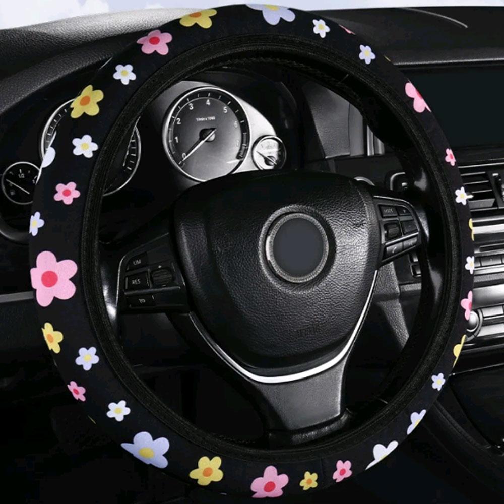 1 Stück Neue kleine Blume Styling Elastisch ohne Innenring Universalzweck Auto Lenkradbezug Atmungsaktiver und saugfähiger Bezug