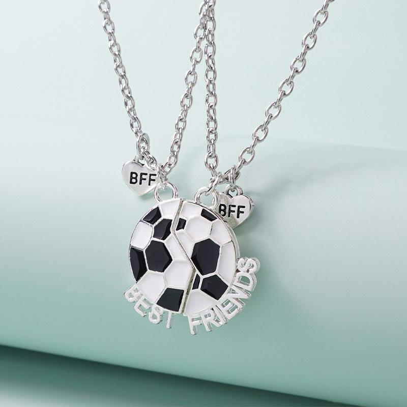 Magnetic Best Friends Football Necklace Set - Alloy Clavicle Chain for Couples