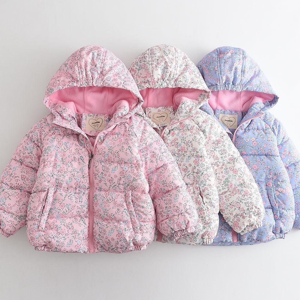 Winter Girls Printed Fashion Cute Fresh Hooded Children's Jacket