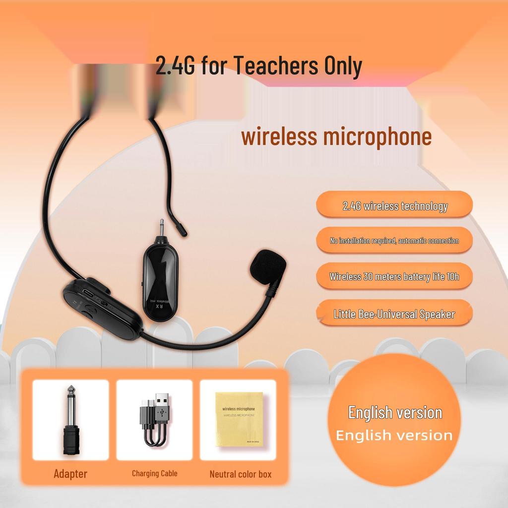 Universal Wireless Headset Microphone with Amplifier for Teachers and Tour Guides