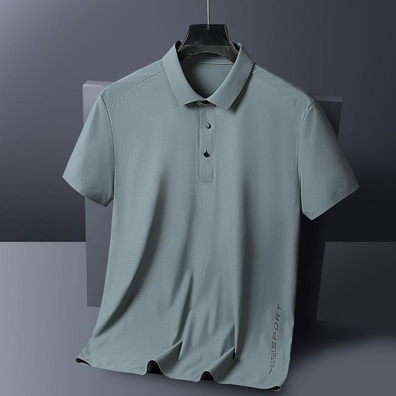 Middle-aged Men's Summer Nylon Thin Business Men's Casual Loose Short-sleeved T-shirt Lapel Polo Shirt