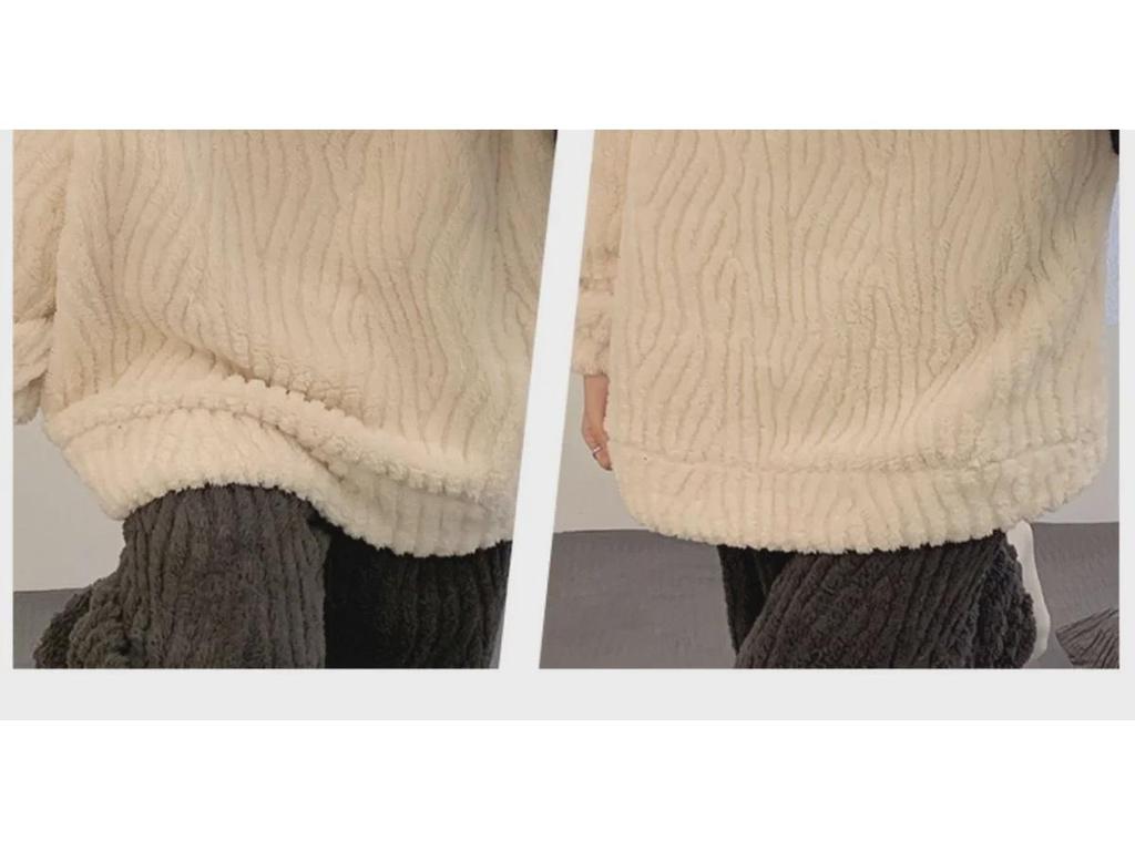 Women's Winter Velvet Thick Pajama Set - Long Sleeve, Cozy, Plus Velvet, Home Suit