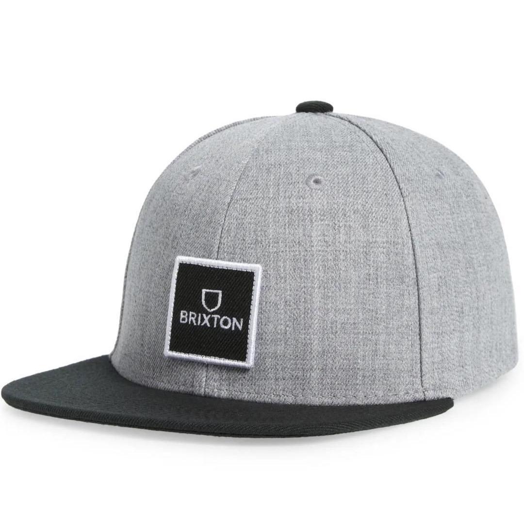 Used Brixton Alpha Square Mp Snapback Hat Cap Heather Grey/Black Cap Free Shipping