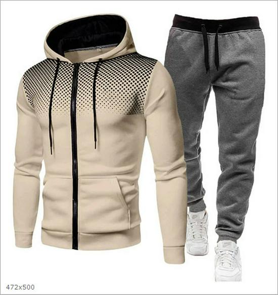 Мужской комплект: Худи в горошек и спортивные штаны - Весенне-осенний модный тренд M