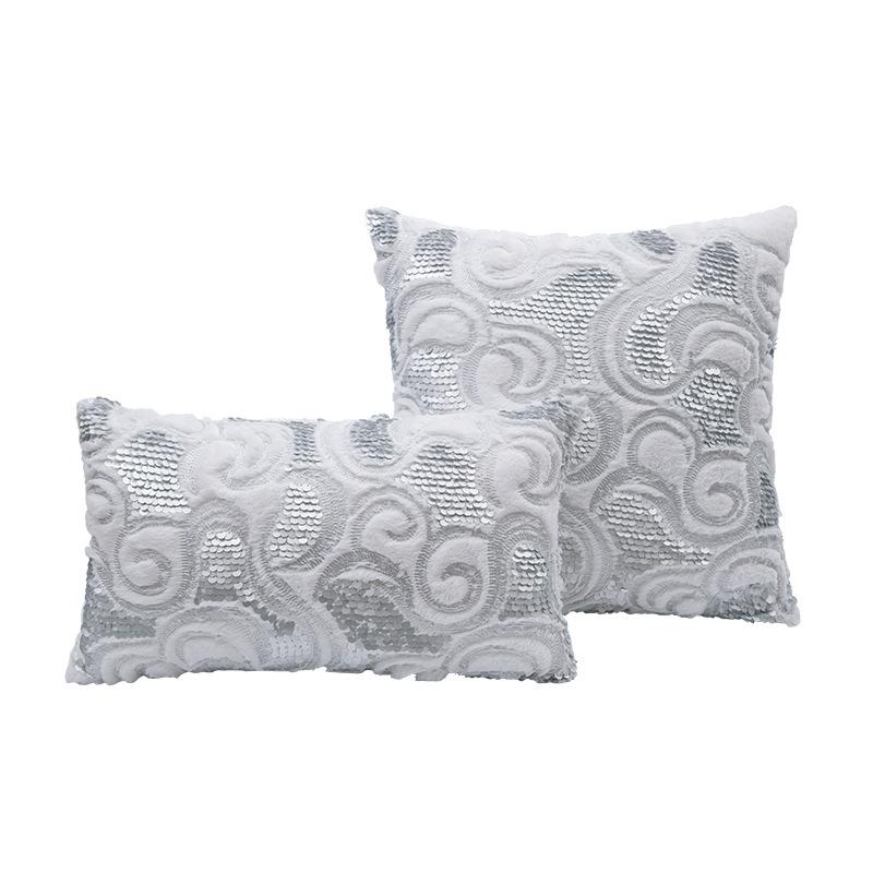 PV Velvet Sequin Embroidered Pillowcase French Light Luxury Metropolitan Pillow Home Living Room Sofa Decoration Pillow Waist Pillow Case
