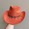New Blue Suede Hat 7.5Cm Western Cowboy Women'S Fedora Hat Men'S Church Jazz Hat Fashion Travel Party Hat Denim Hat