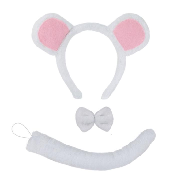 Animal Cosplay Costume Child Mouse Cosplay Set Including Headband Tail Bowtie and Nose