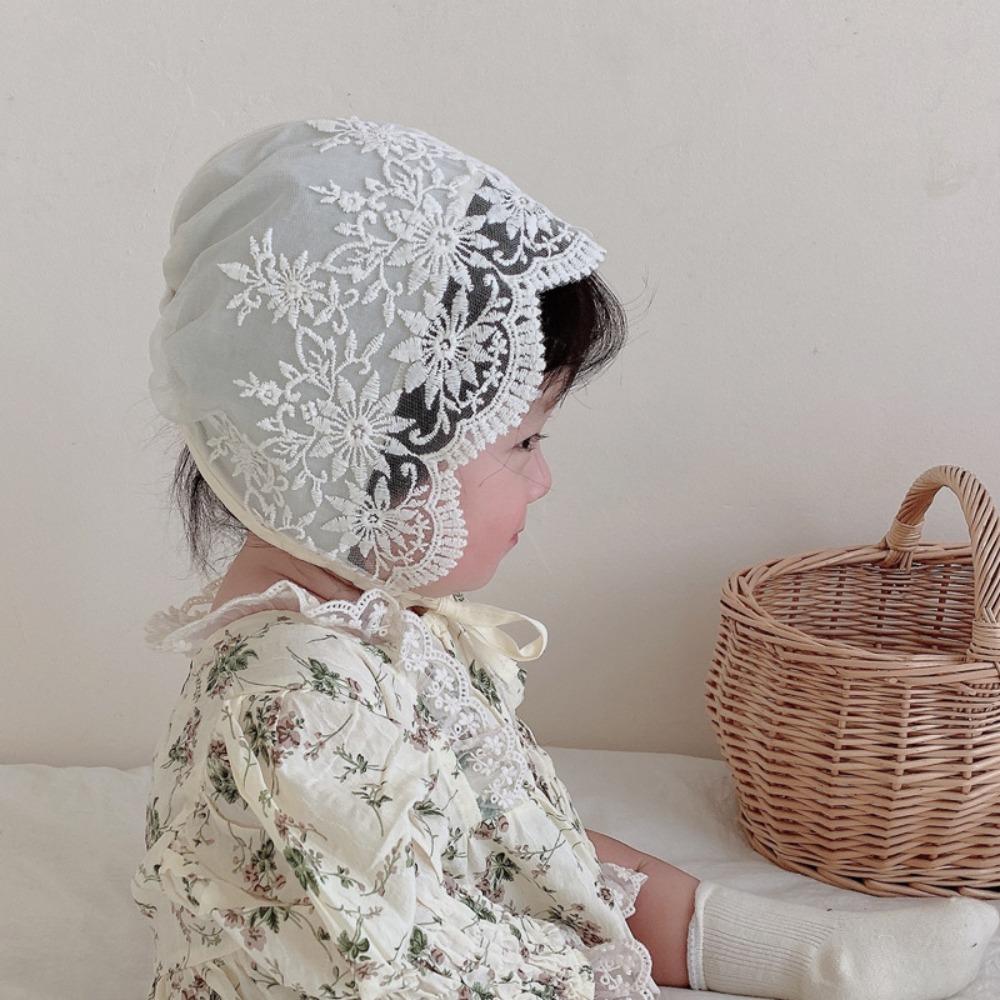 Mesh Baby Bonnet Lace Flower Baby Hat Sweet Infant Princess Cap