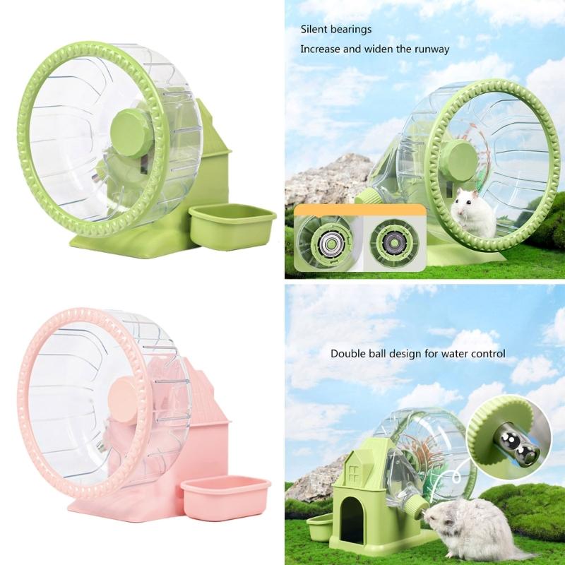 Silents Hamster Wheel Multifunctional Hamster Wheel Quite Running Spinner Wheel with Water and Food Solution