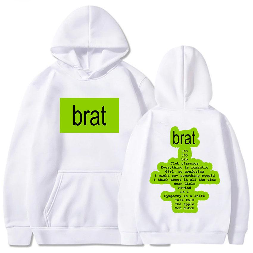 Charli XCX Singer Printing Hoodies Album Brat Graphic Hooded Sweatshirts Sudaderas Con Capucha Long Sleeve Casual Men Hoody