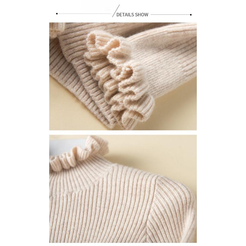 Ruffles Half High Neck Sweater Knitted Pullover Women's Long Sleeved Lace Long Sleeves Bottoming Shirt Commute Simple Casual Knitwear Autumn