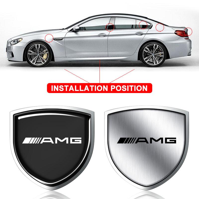 1Pcs 3D Metal Auto Door Shield Emblem Car Body Badge Sticker Styling For Mercedes Benz AMG GLE GLS GLC CLA GLB ML W204 W206 W205 W212 W203