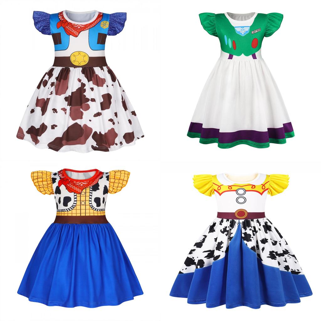 Toy Story Woody And Buzz Lightyear Cosplay Princess Dress For Kids 3-8 Years