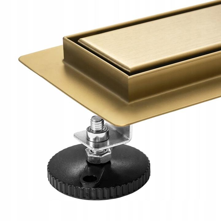 Neox Gold Brushed Longitudinal Floor Shower Drain 50cm