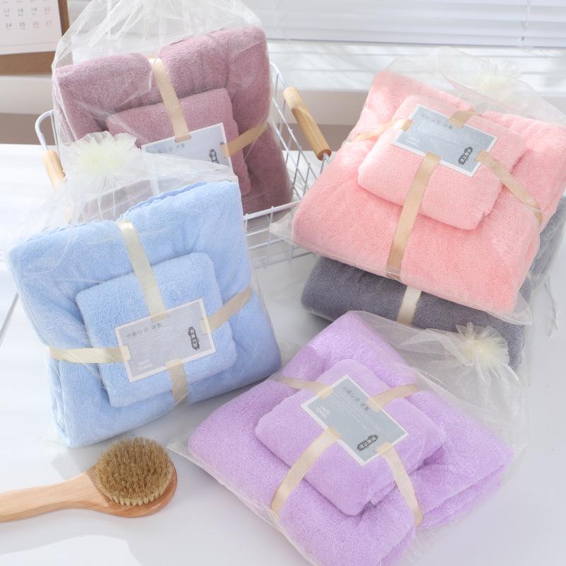 Coral Fleece Bath Towel Gift Set: Thickened Mother-Child Set, Customizable Logo