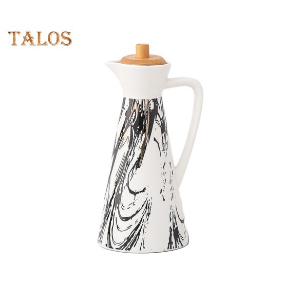 400/800ml Ceramic Oil Dispenser Bottle Dust-proof Design Handmade Ceramics Oil Can for Kitchen Cooking Olive Oil Soy Sauce Vinegar Cruet Storage Jar