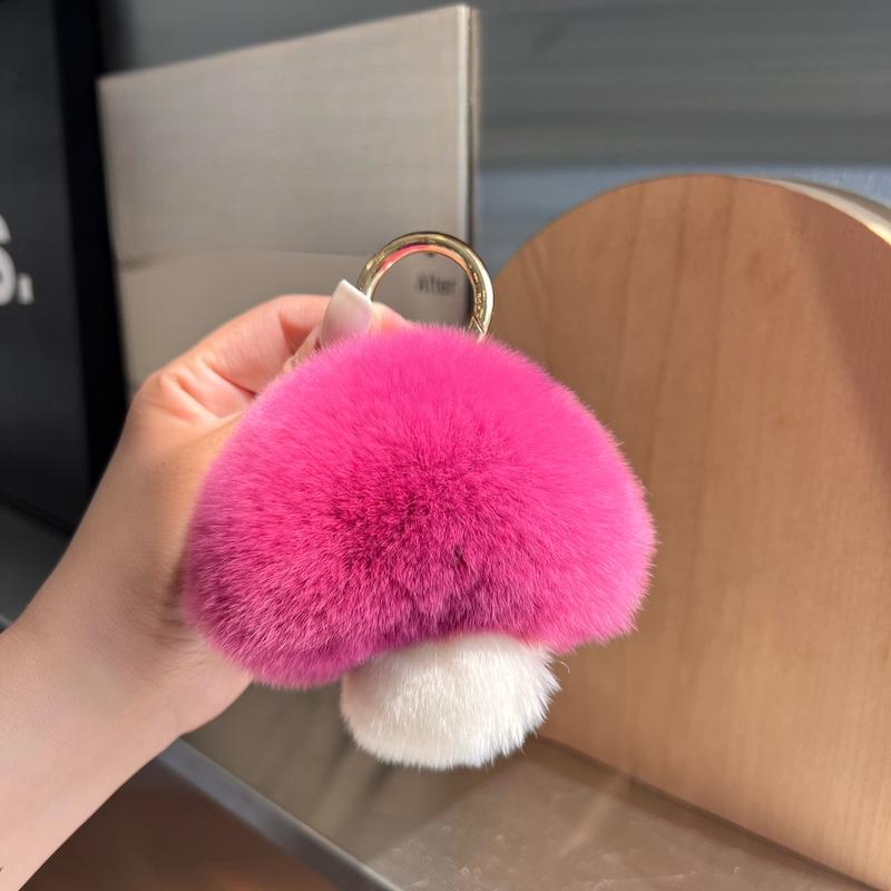 

[Милый маленький грибочек] Брелок для ключей от машины из настоящего кроличьего меха рекс, кулон, интернет-знаменитость, меховой помпон, кулон для сумки