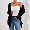 European and American Solid Long-Sleeve Mid-Length Knitted Cardigan with Pockets - Autumn/Winter Sweater