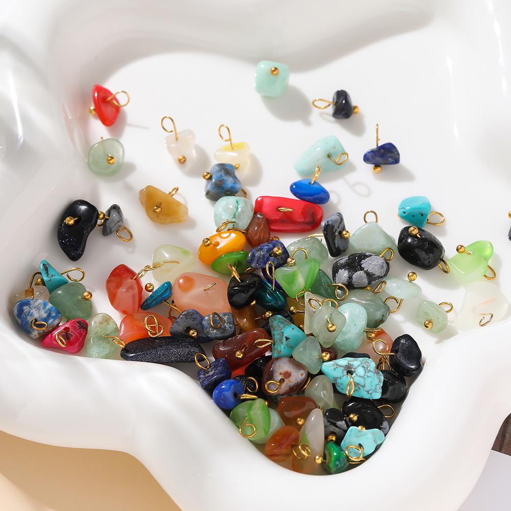 5Pcs Irregular Natural Stone Bead Pendant Multicolor 3-20mm Broken Stone Pendant Nine Needle Pin for Necklace DIY Jewelry Making