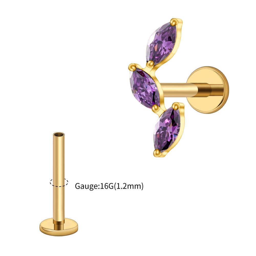 Rechter Grand ASTM F136 Titan Dreifach Marquise Labret Stud 16G CZ Cluster Climber Knorpelohrring Tragus Helix Ohrpiercing