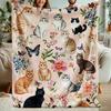 Cat, Floral, and Butterfly Art Pattern Decorative Throw Blanket for Sofa, Bed, Living Room, and Home Space Styling