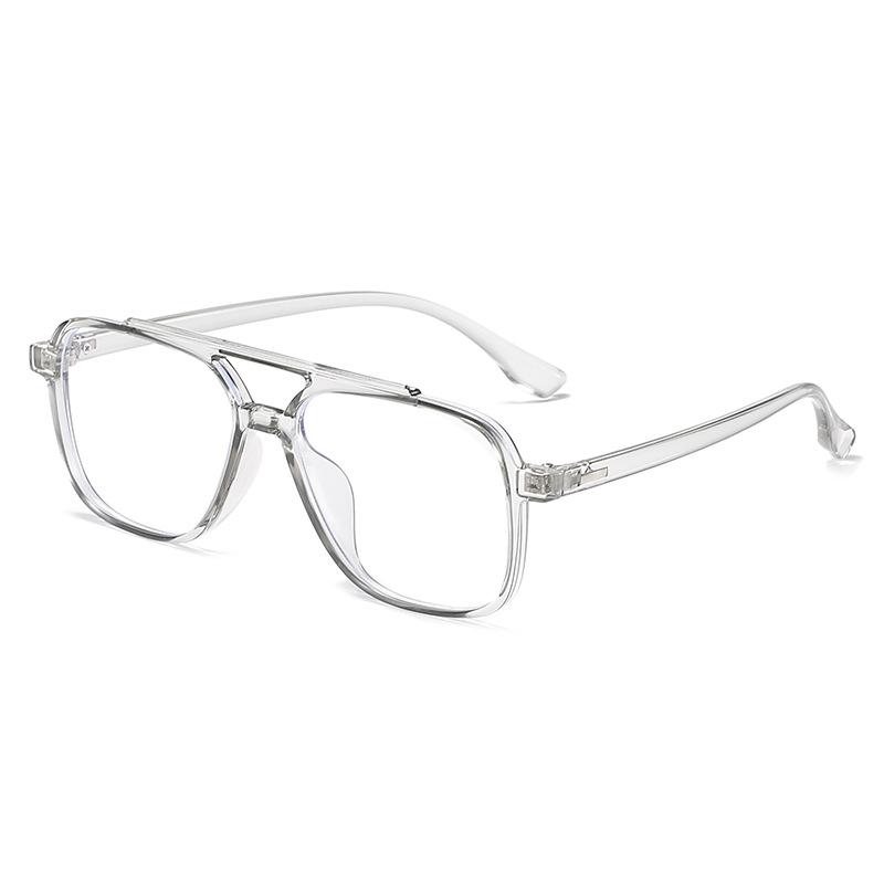 Tr90 Transparent Retro Double Beam Glasses Frame Men'S Big Frame Big Face Flat Mirror Women'S Tide Literary And Artistic With Myopia