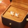 Freshwater Pearl Flower Stud Earrings Women Sterling Post Gold Plated Minimalist Jewelry
