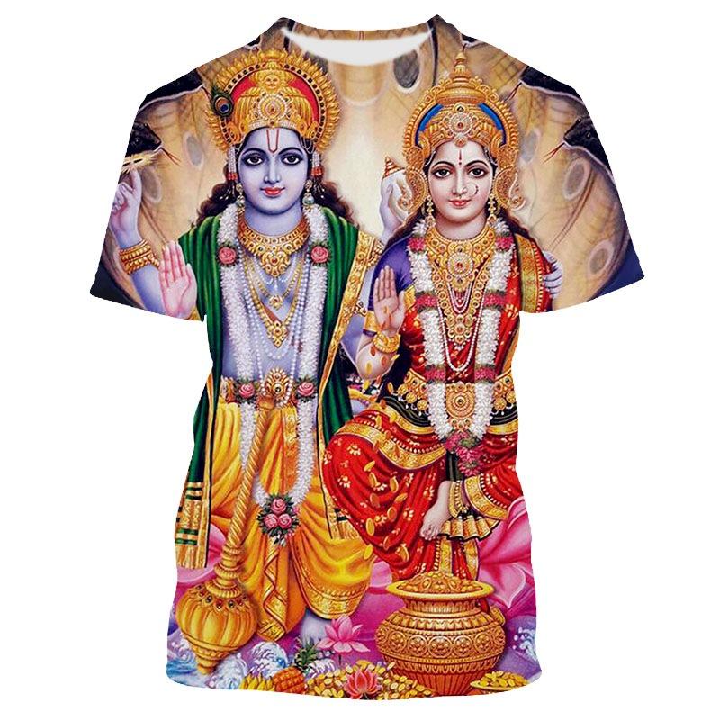 Moda Estiva Nuovi T-shirt Grafiche India Shiva Per Uomo Tendenza Casual Personalità Stampati Oversize Girocollo Manica Corta Magliette Top