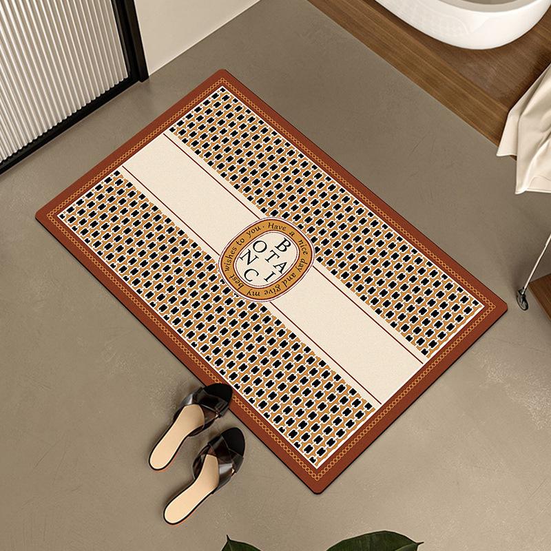 American Retro Semicircular Bathroom Floor Mat Water Absorption and Quick-drying Toilet Bathroom Door Foot Mat Diatom Mud Anti-slip Door Mat