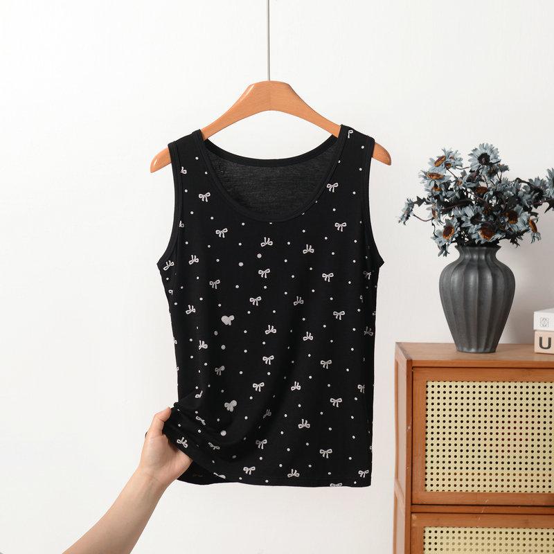 XL To 8XL Plus Size Modal O-Neck Tank Top Summer Women's Sleeveless Tops Bowknot Cami Vest Casual Loose Tees Base Layer Undershirt
