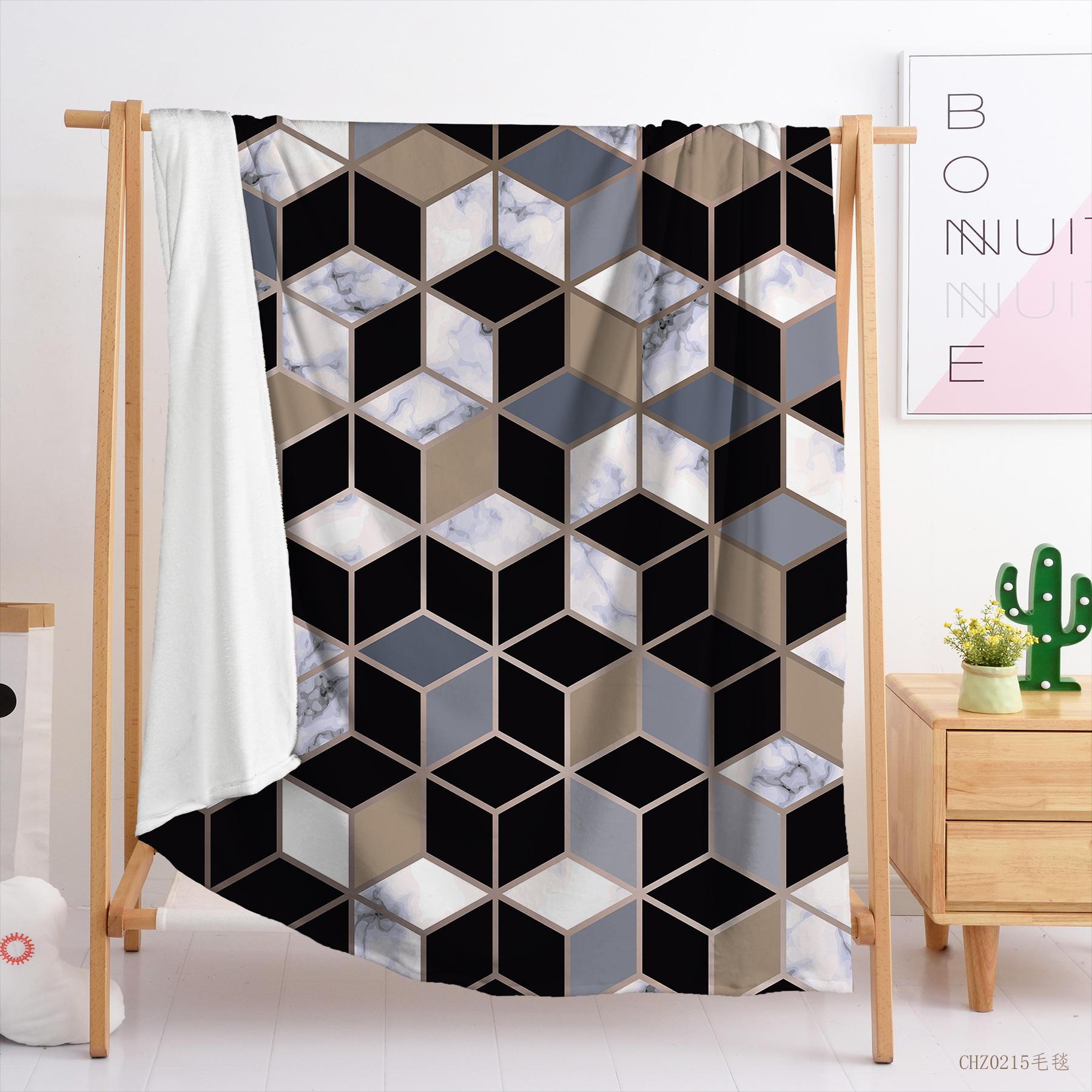 3D Honeycomb Lattice Digital Printed Flannel Blanket 120X90cm