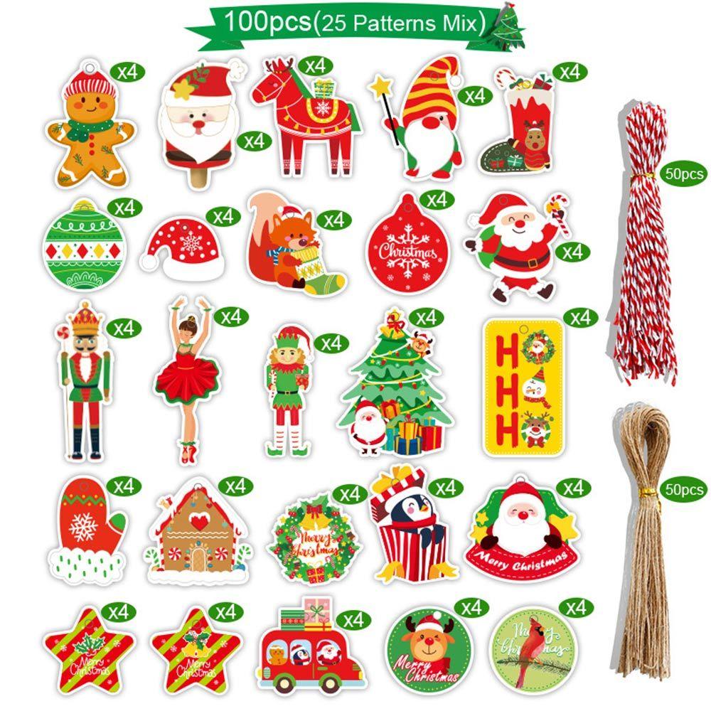 100pcs DIY Wrapping Supplies Kraft Paper Christmas Labels Kraft Tag Hang Tags Gift Wrapping