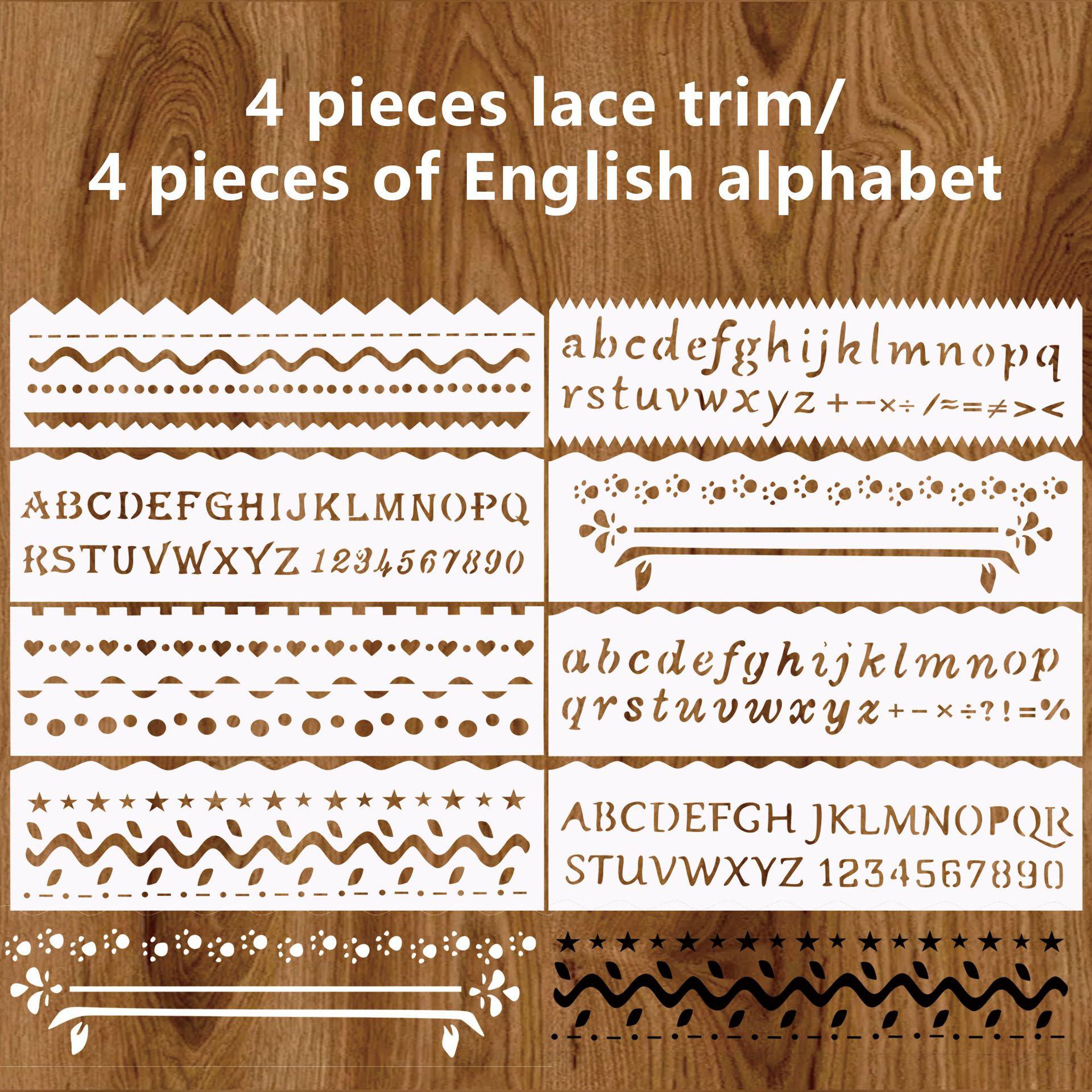 8-Piece DIY Geometric Number Lace Painting Template and Ruler Set