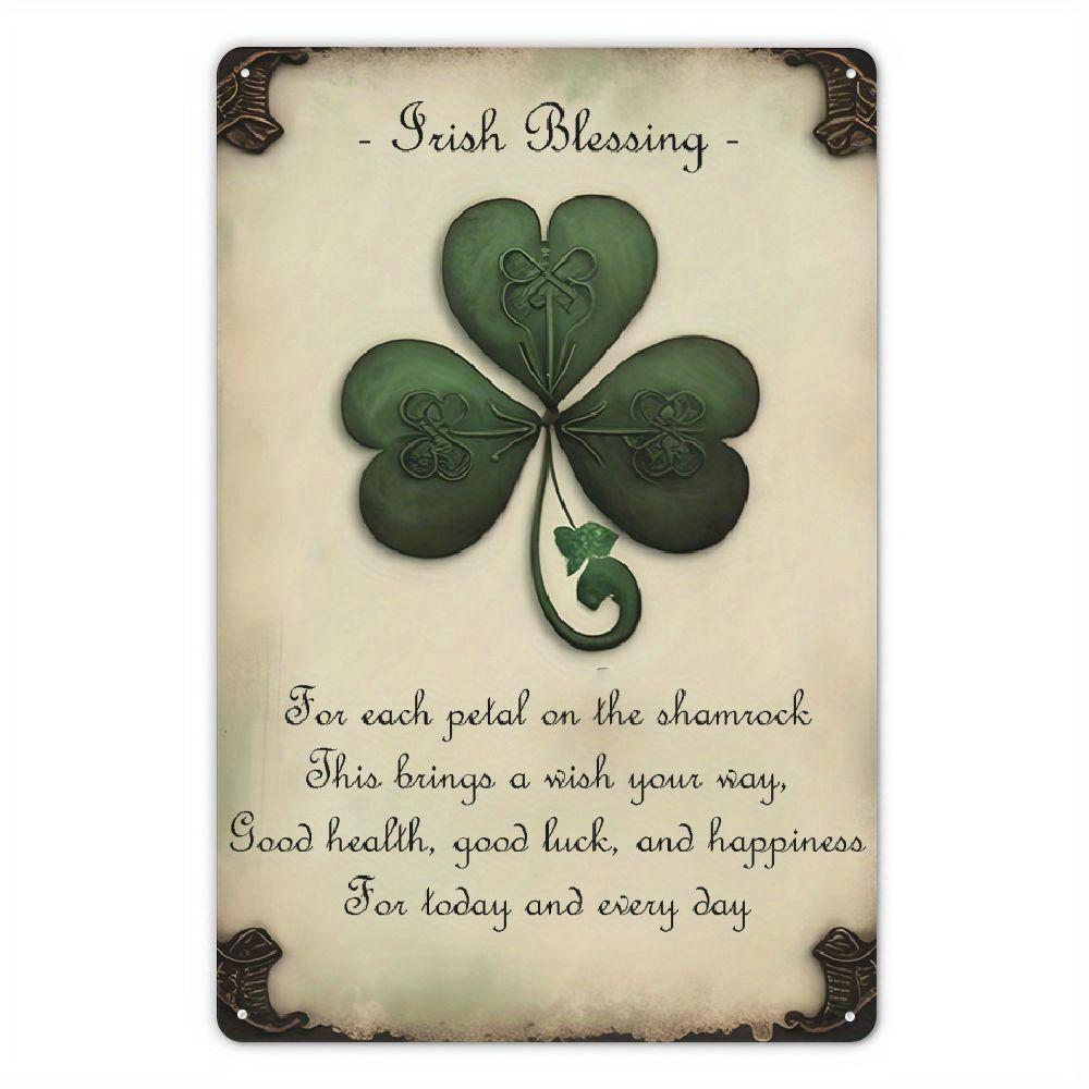 Vintage Metal Sign Featuring a Shamrock Design with an Uplifting Quote Ideal for Decorating Your for Home Or Coffee Shop Me