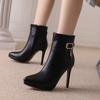 Dame Ankelstøvletter Stiletthæler Vinter Hælede Sko Konsise Lær Spiss Tå Dame Støvler Mujer US Størrelse 4.5-15