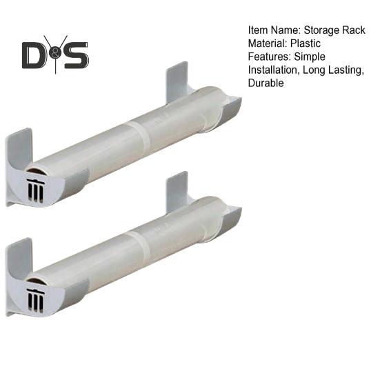 1 Pair Kitchen Storage Rack Organizer Drill-Free Installation Wall-Mounted Multi-Purpose Shelf Plastic Wrap Trash Bags Organizer