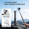 Extendable 120cm Camera Extension Stick With Fast Magnetic Mount Works With Most Action Cameras Black